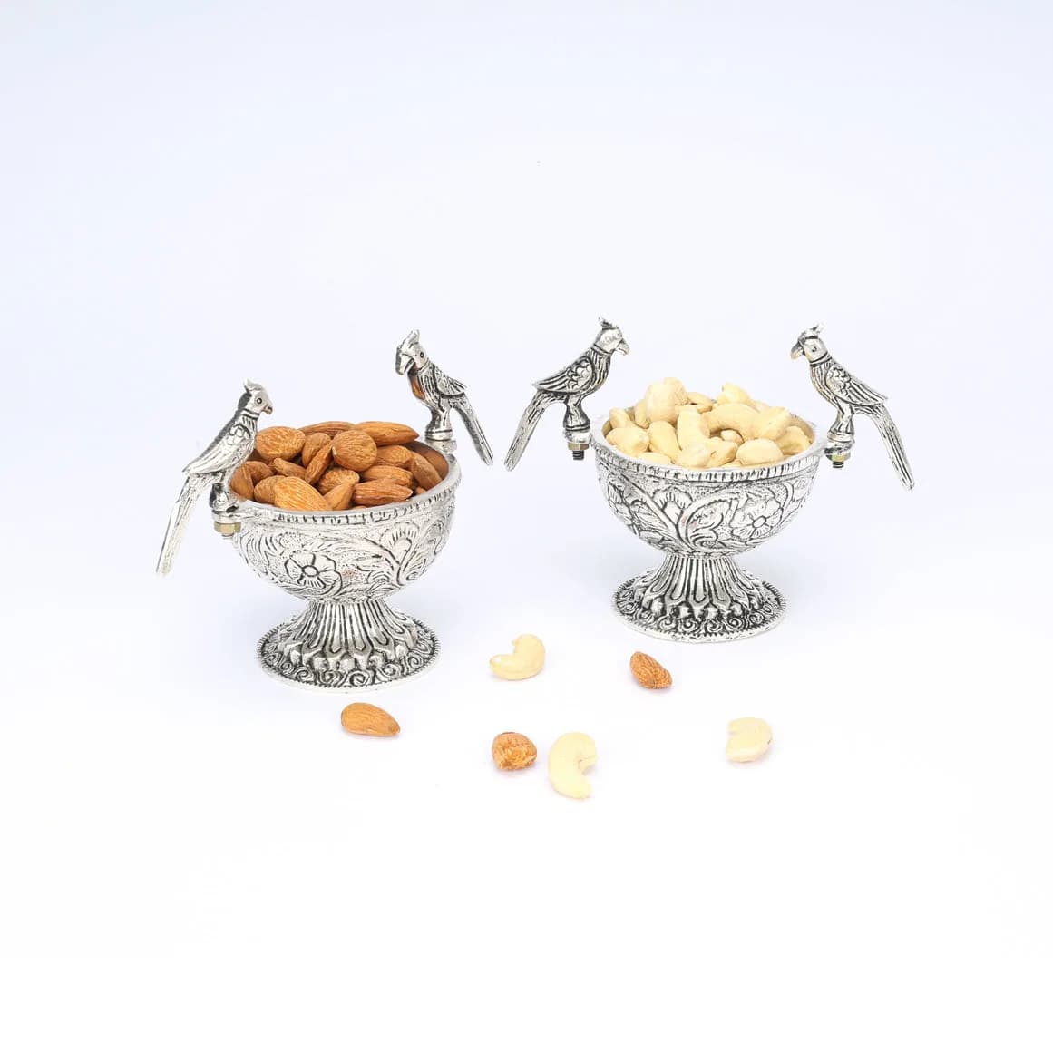 German Silver—Set of 2 Parrot Design Bowls — 3