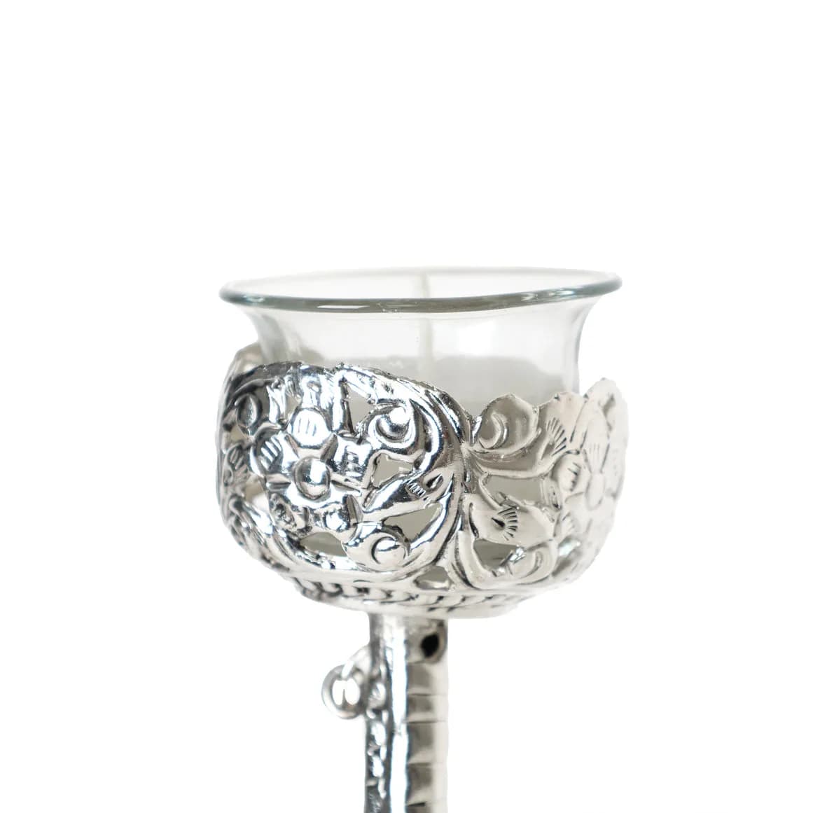 Artisan Crafted German Silver Twin Candle Stand – Premium Velvet Gifting Box — 8