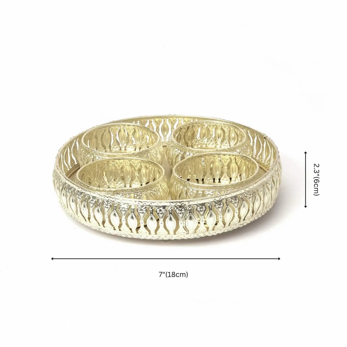 German Silver Dry Fruit Platter and Bowl Set (Without Lid) - Home Decor Item — 4