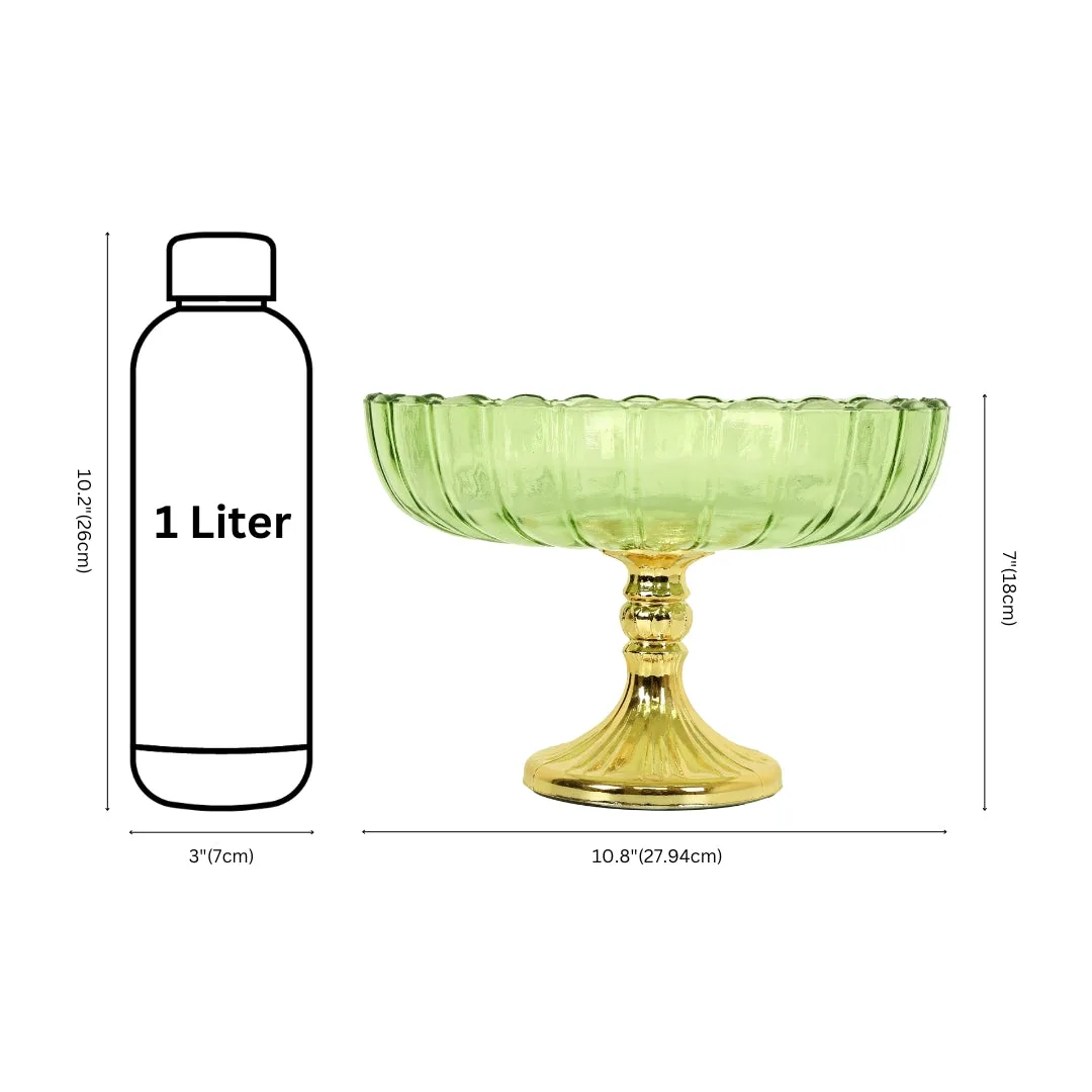 Green Decorative Glass Fruit Bowl – Elegant Centerpiece for Dining and Home Decor — 3