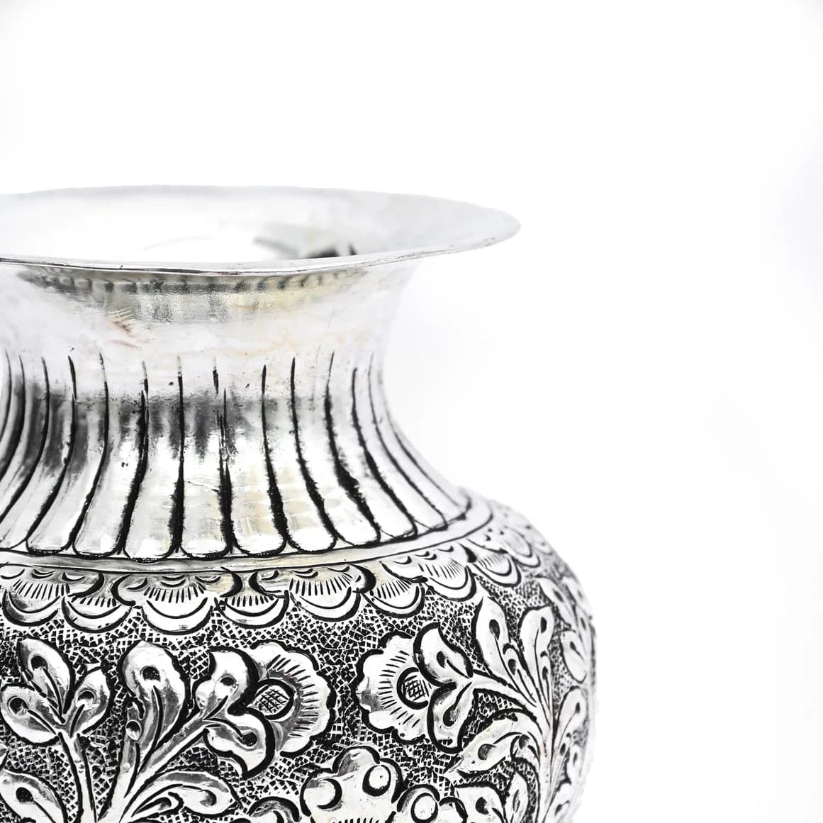 Handcrafted Fine Work German Silver Kalash – Pooja Essential Item — 2