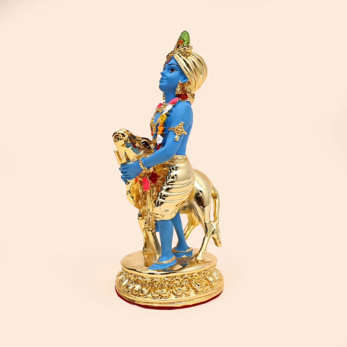 Divine Govinda With Cow Figurine - Available in Gold and Silver Coating — 2