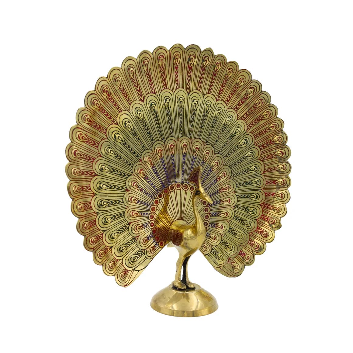 Brass Dancing Peacock Meenakari Showpiece — 2