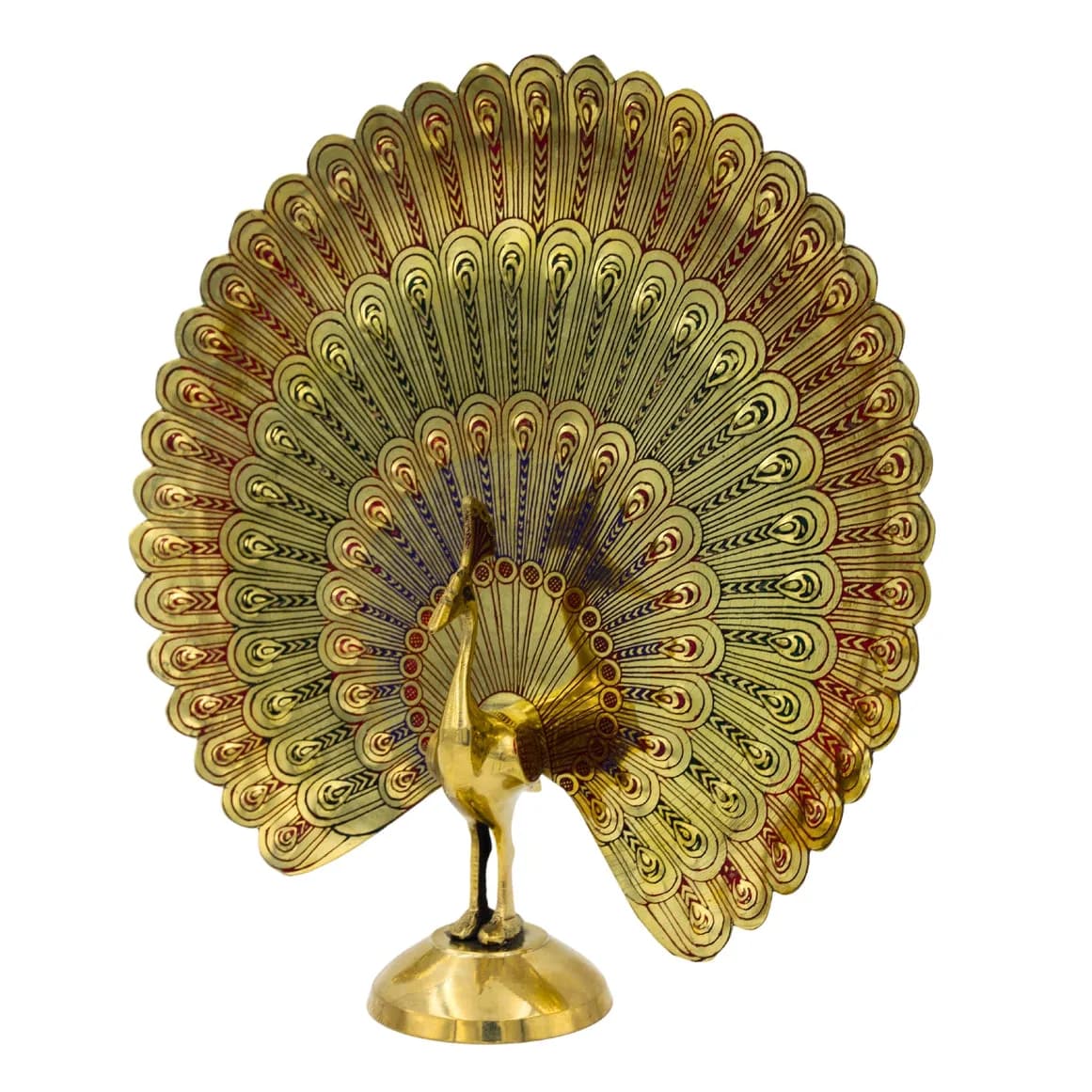Brass Dancing Peacock Meenakari Showpiece — 5