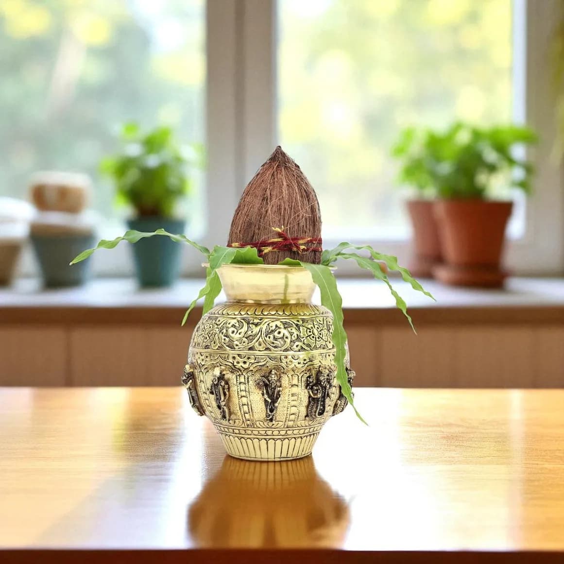 Brass Dashavatar Pooja Kalash - Handcrafted Pot for Pooja Rituals — 2