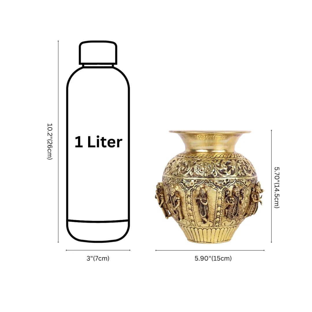 Brass Dashavatar Pooja Kalash - Handcrafted Pot for Pooja Rituals — 5