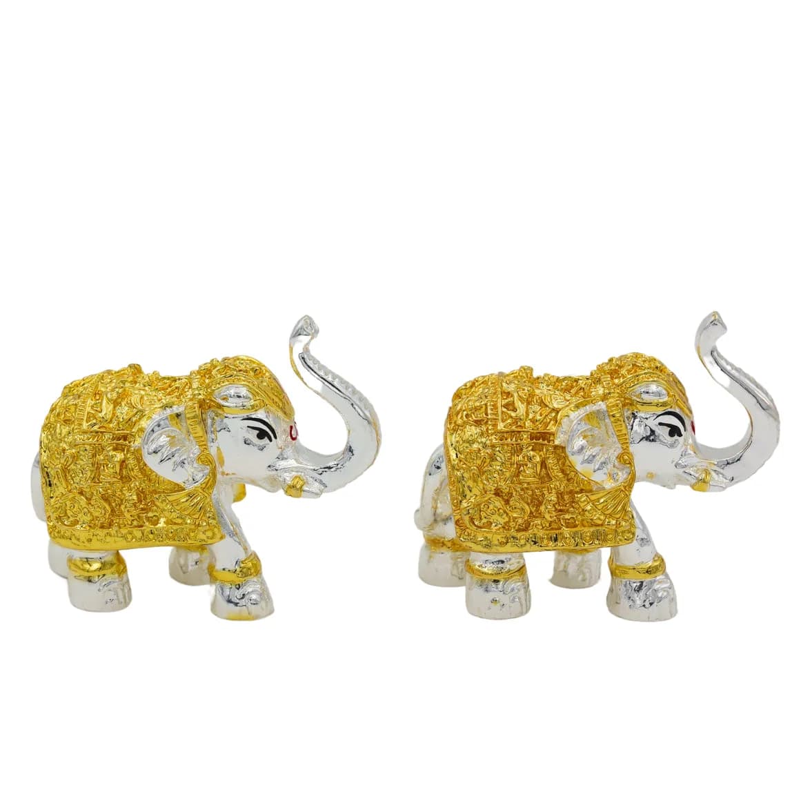 Gold & Silver Elephant Figurines – Set of 2 Vastu Decorative Showpieces — 2