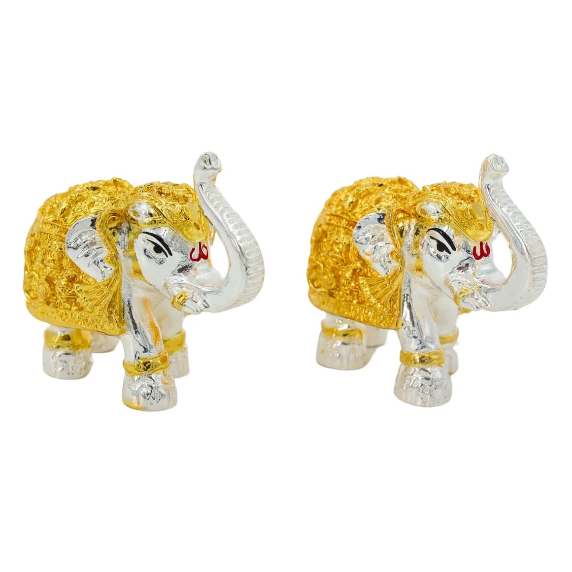 Gold & Silver Elephant Figurines – Set of 2 Vastu Decorative Showpieces — 5