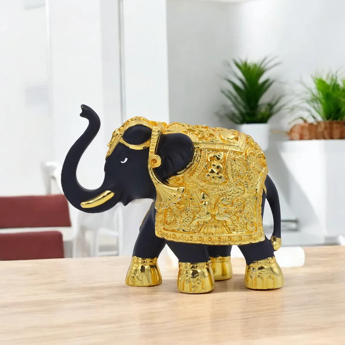 Royal Black & Gold Elephant Figurine