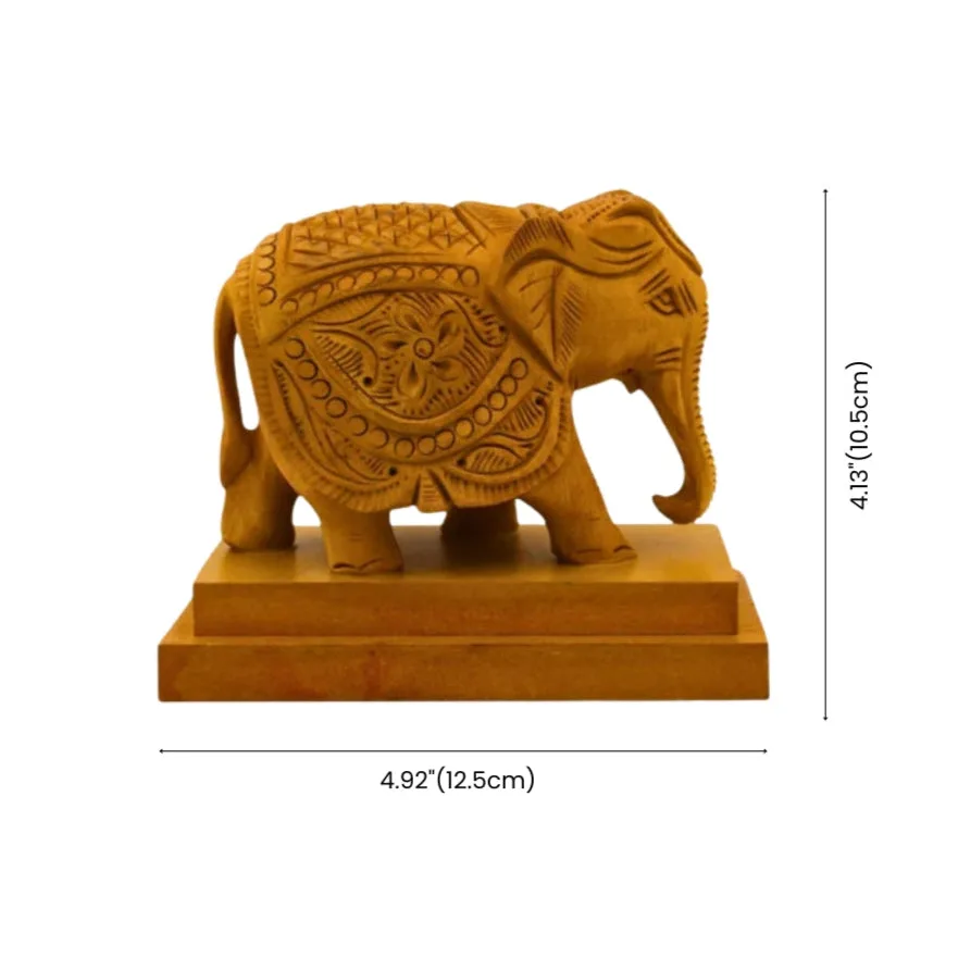 Hand Carved Wooden Elephant Statue – Artisanal Décor Item — 3