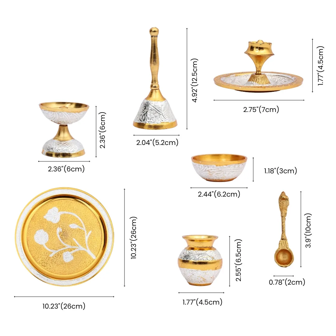 Handcrafted Embossed Pooja Thali - Premium Set for Pooja Rituals — 2