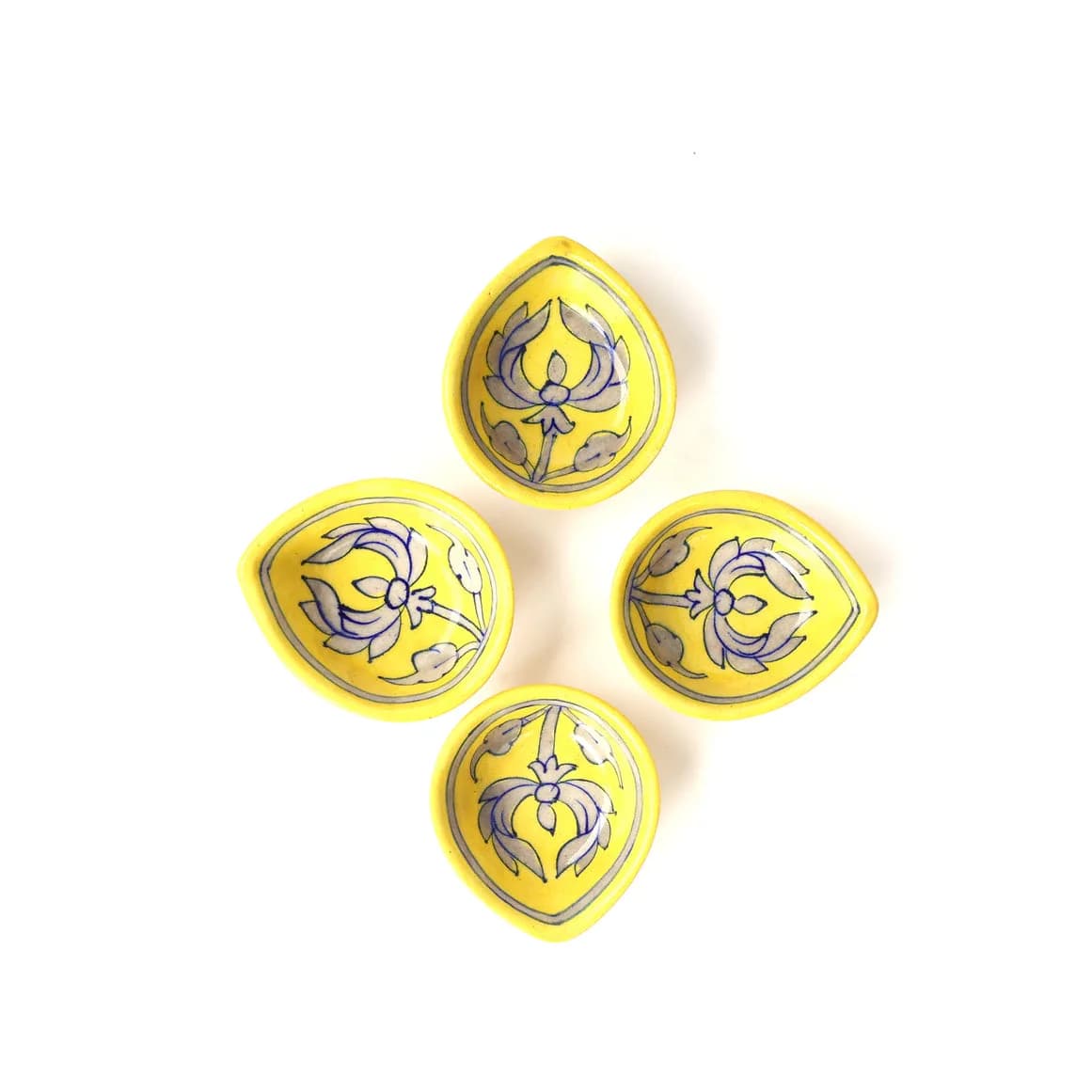 Blue Pottery Diyas - Set of 4 - Yellow — 2