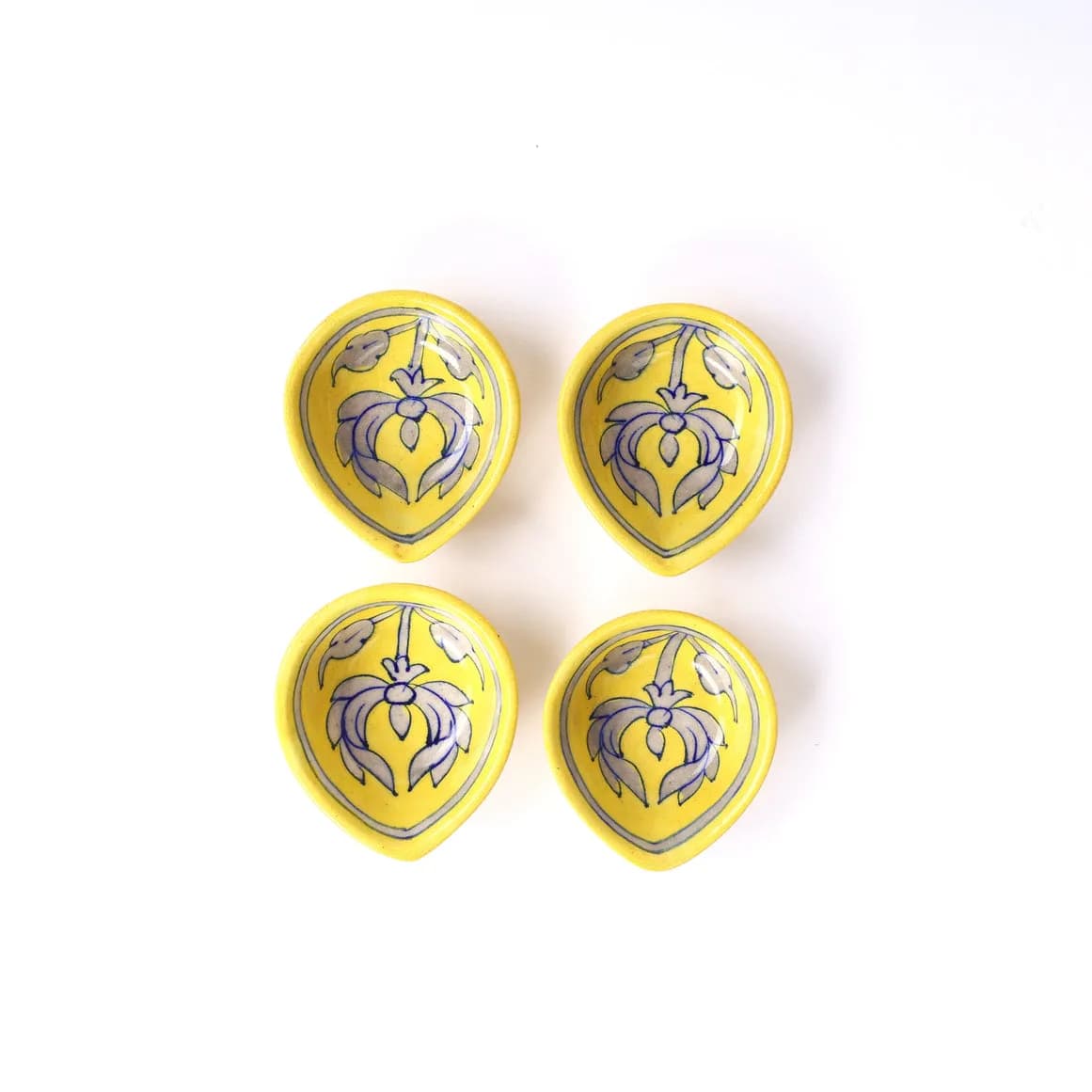 Blue Pottery Diyas - Set of 4 - Yellow — 5