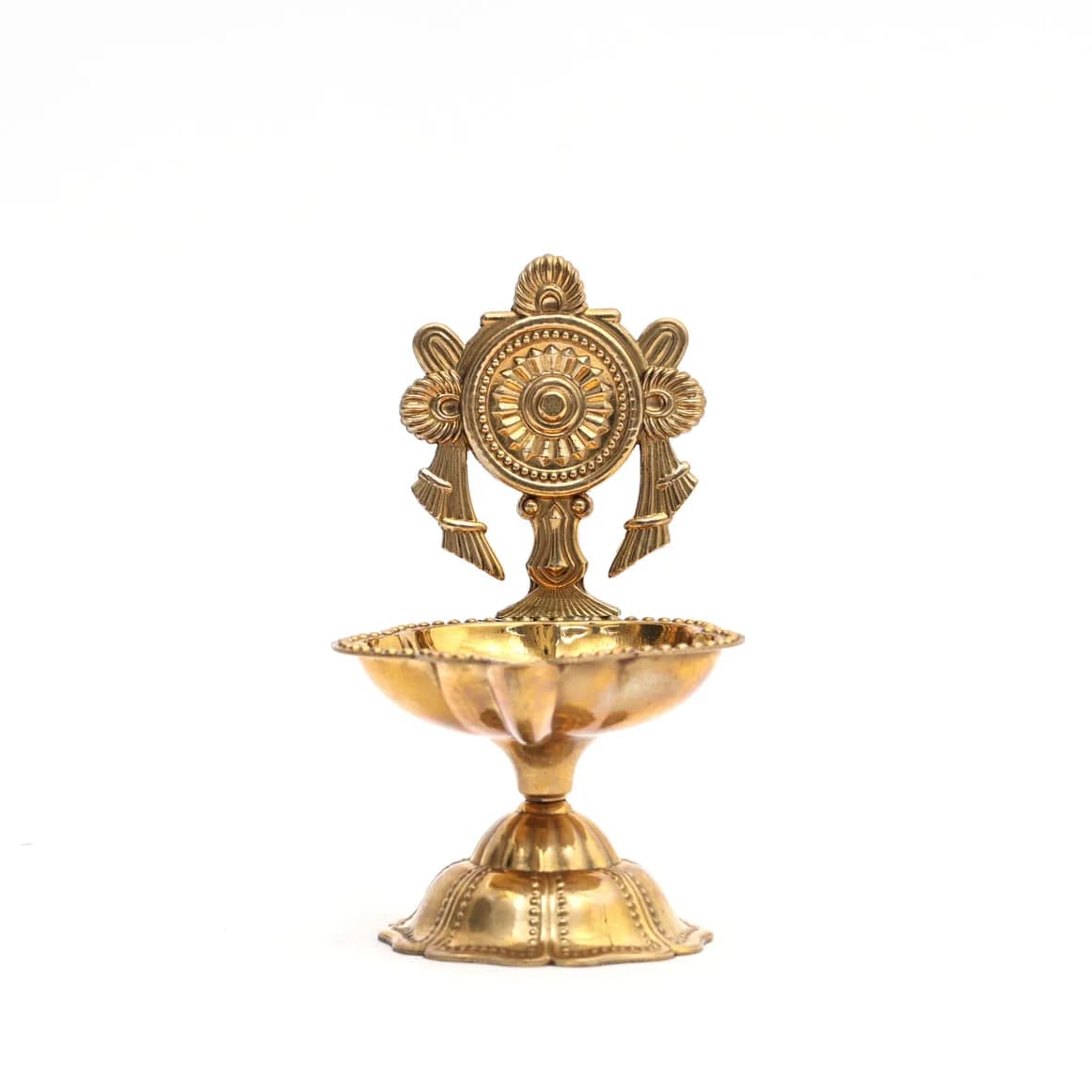 Pure Brass Shankh Chakra Diya – Pooja Essential (Pair of Two Diya) — 3