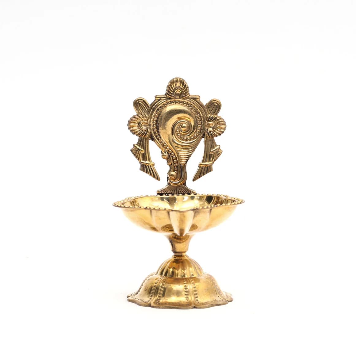 Pure Brass Shankh Chakra Diya – Pooja Essential (Pair of Two Diya) — 5