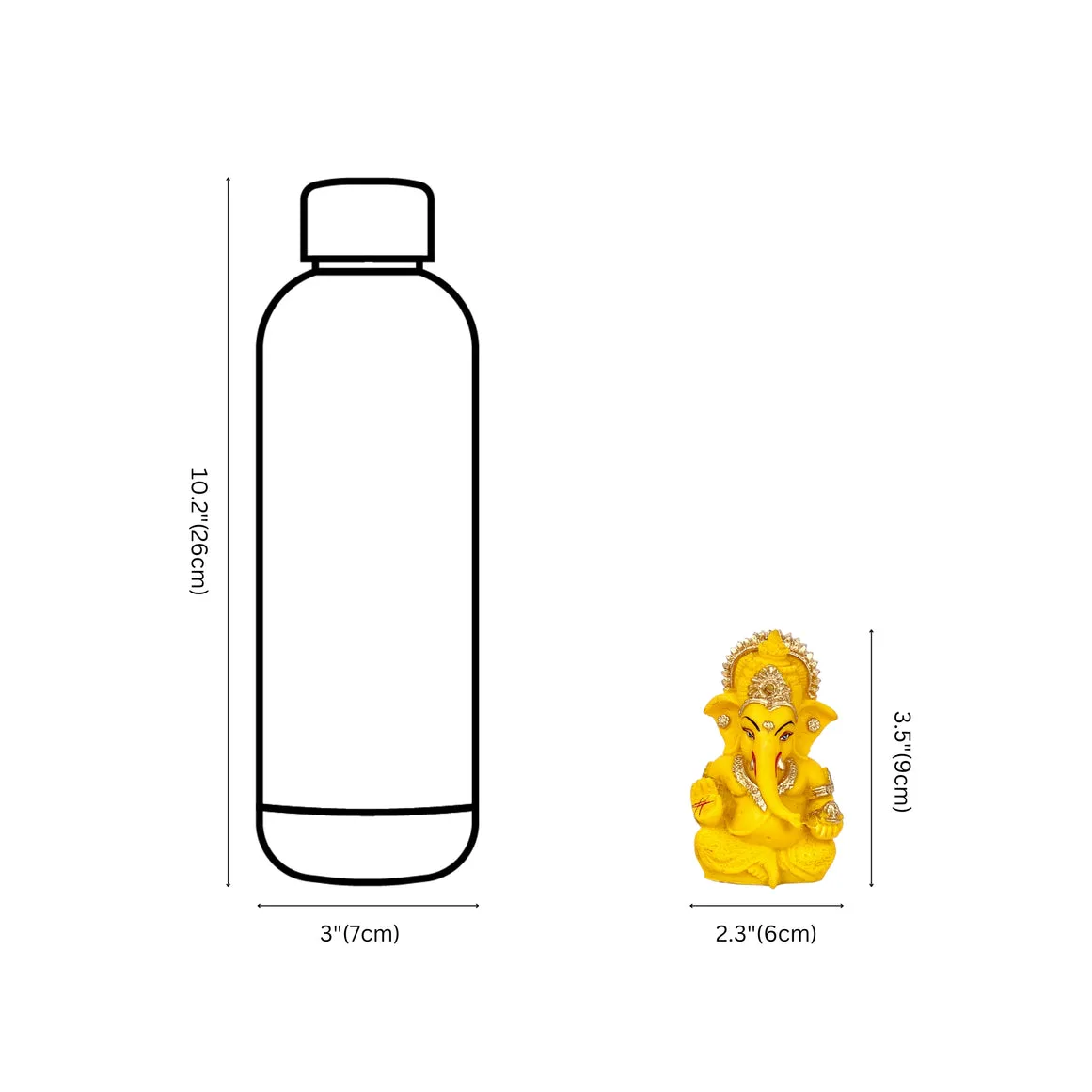 Yellow Decorative Ganesha Murti with Golden Detailing — 2