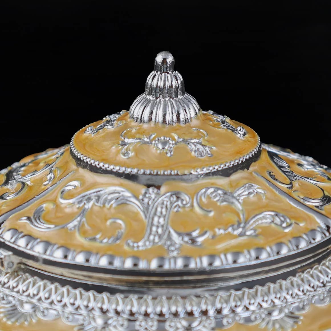 Handcrafted Pista Peach Decorative Serveware with Spoon – German Silver Item — 5