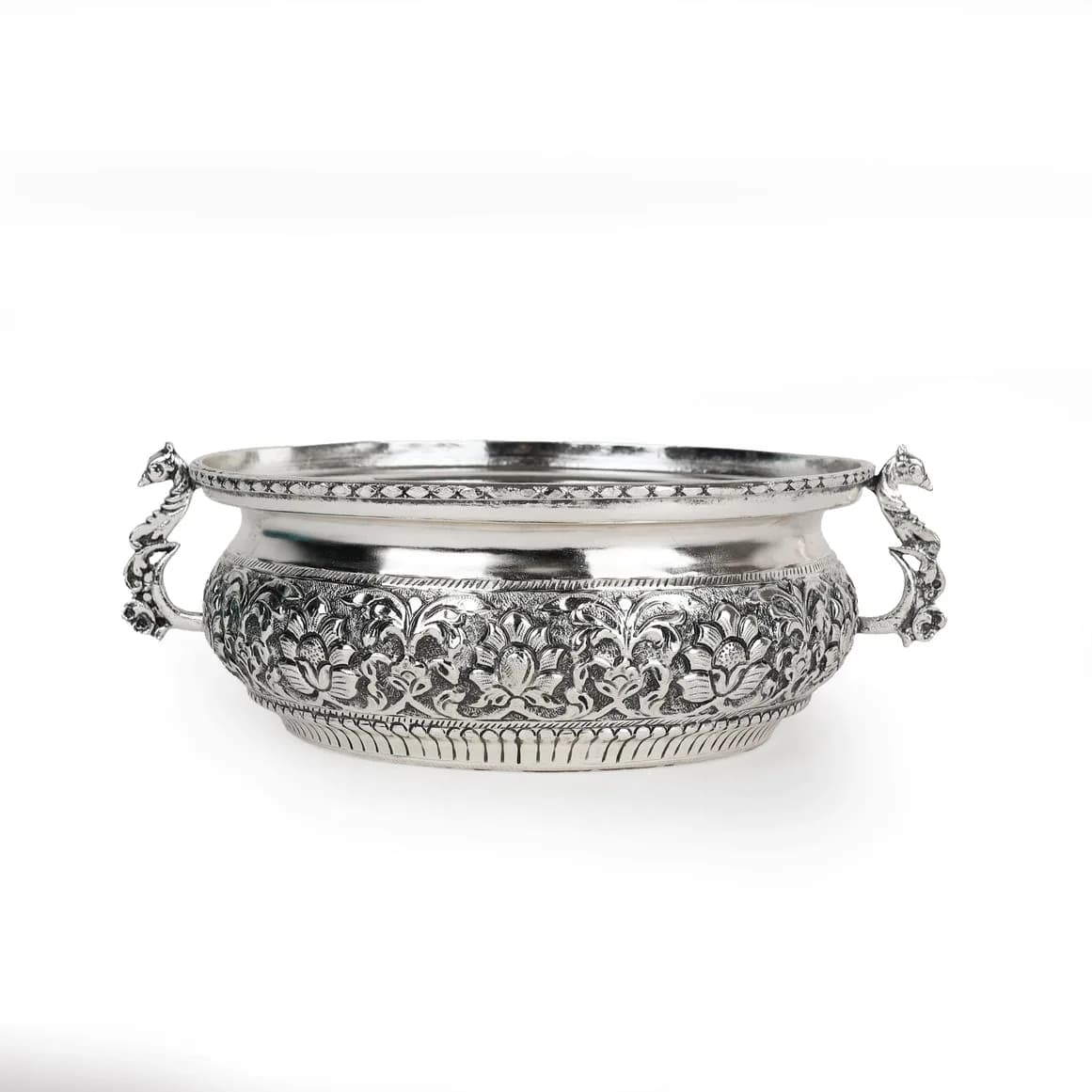 Handcrafted Decorative German Silver Peacock Urli Bowl — 5