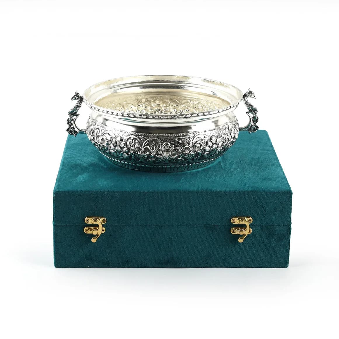 Handcrafted Decorative German Silver Peacock Urli Bowl — 6