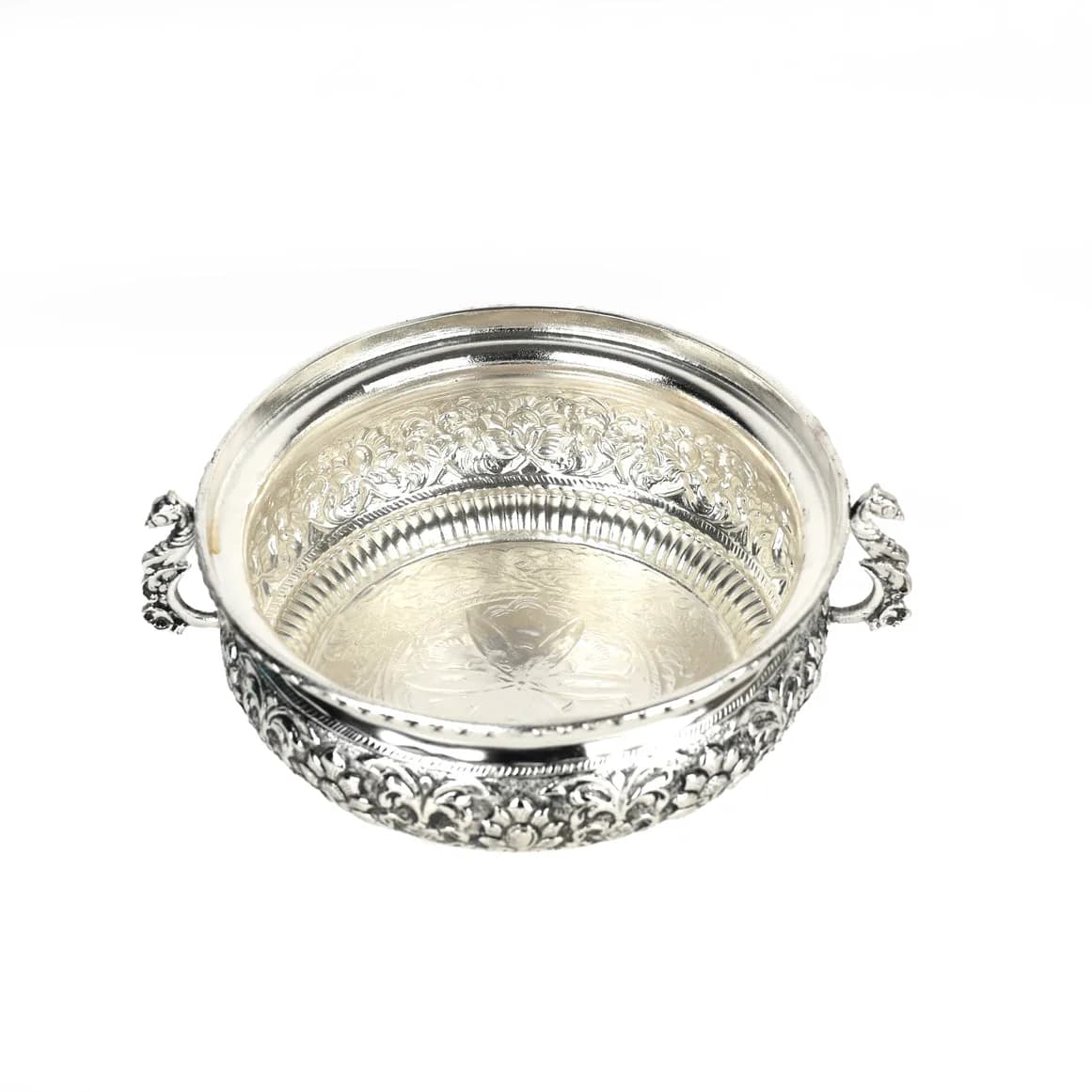 Handcrafted Decorative German Silver Peacock Urli Bowl — 3