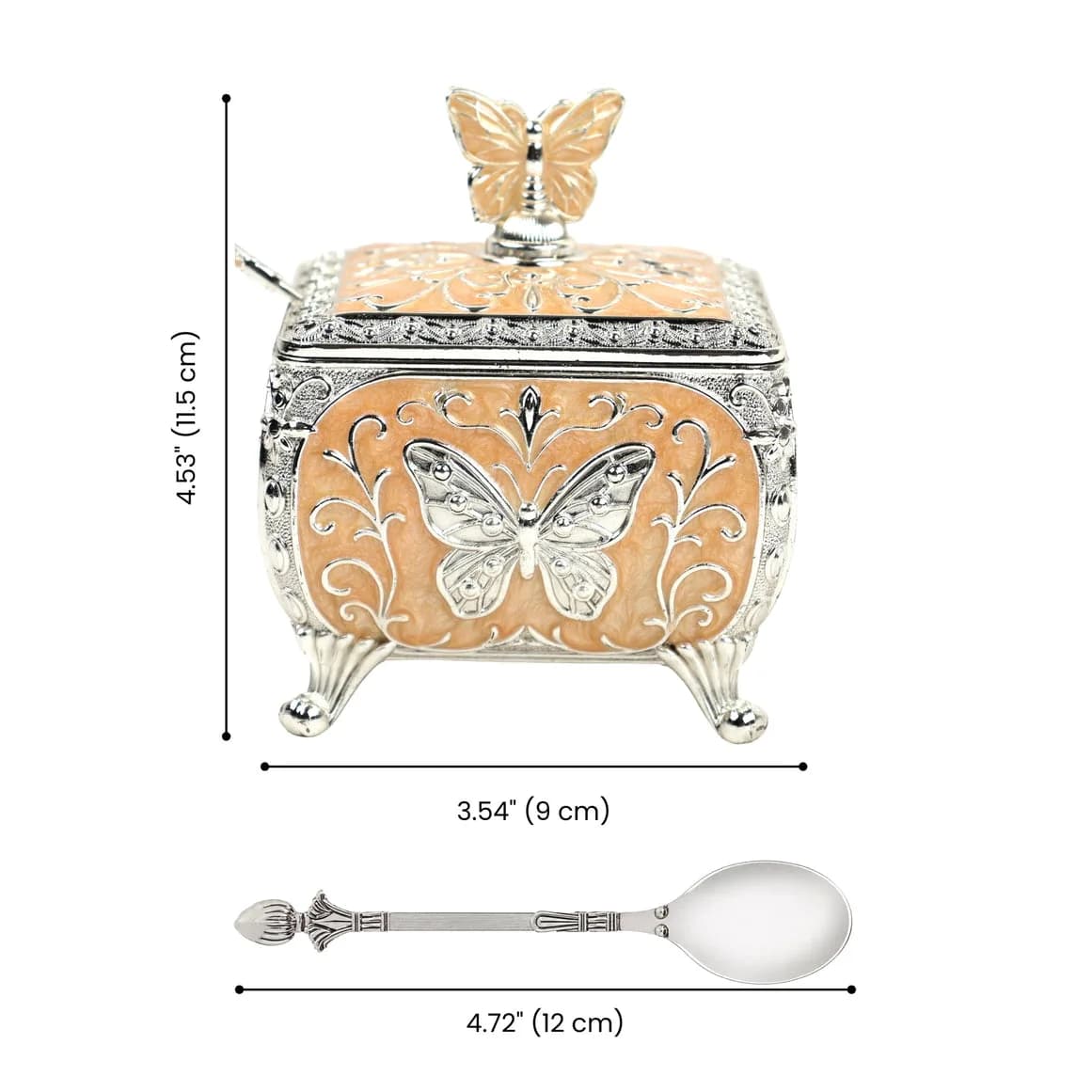 Peach Butterfly Sugar Pot & Decorative Box — 2