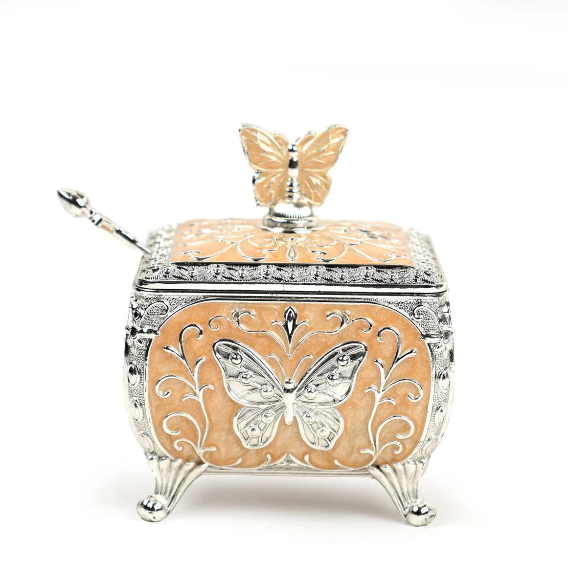 Peach Butterfly Sugar Pot & Decorative Box — 5