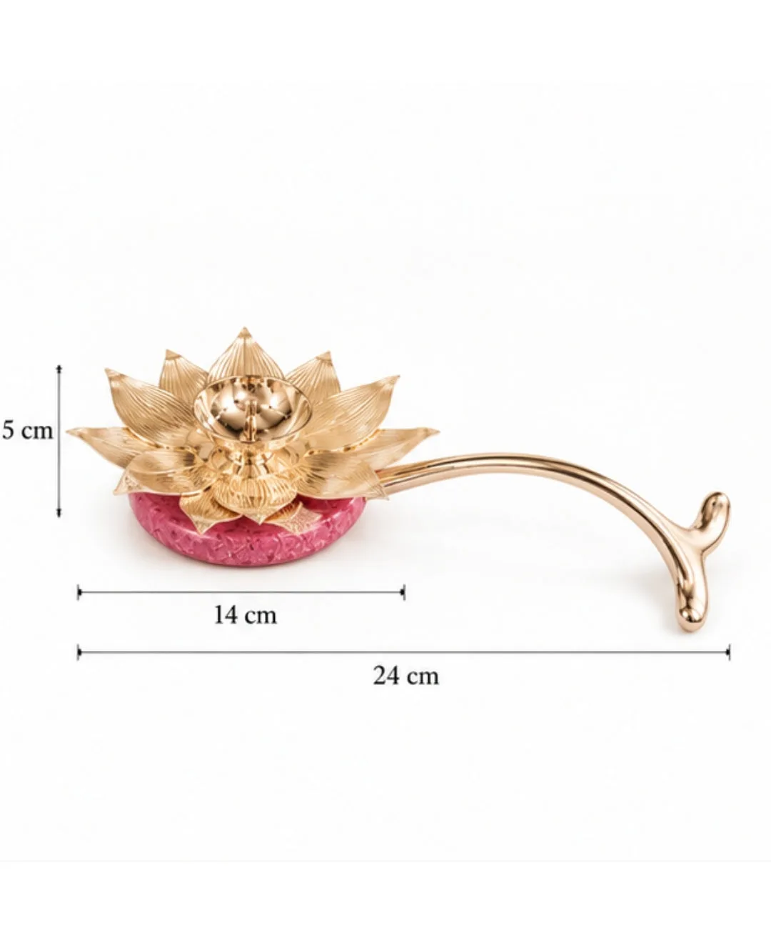 Lotus Hand Aarti Diya – Lilac Pink Base — 3