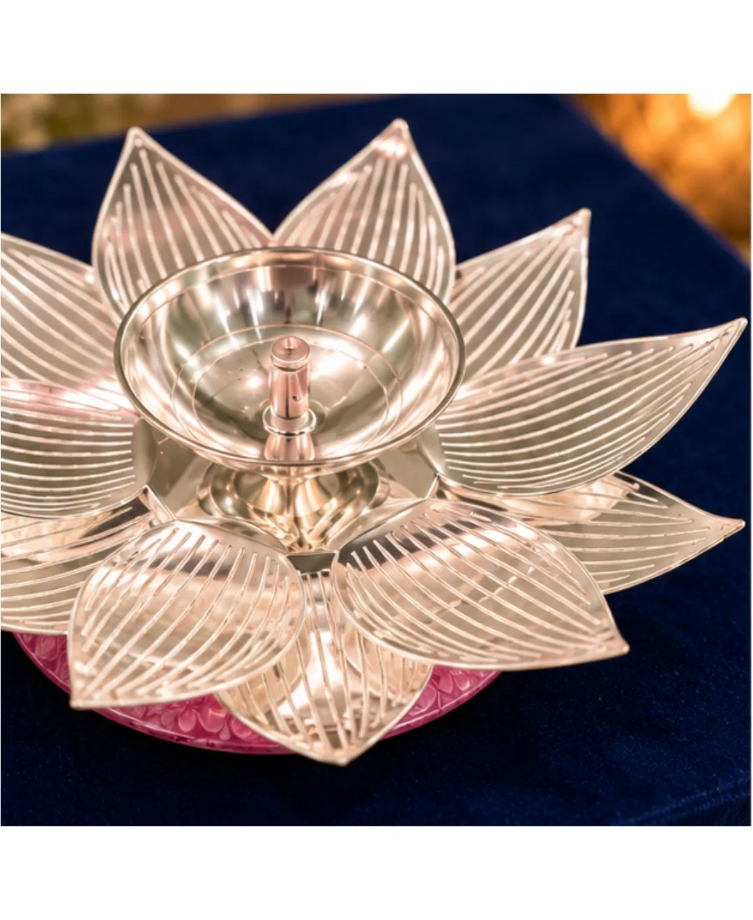 Kamal Jyoti Diya with Gift Box – lilac pink Base — 3