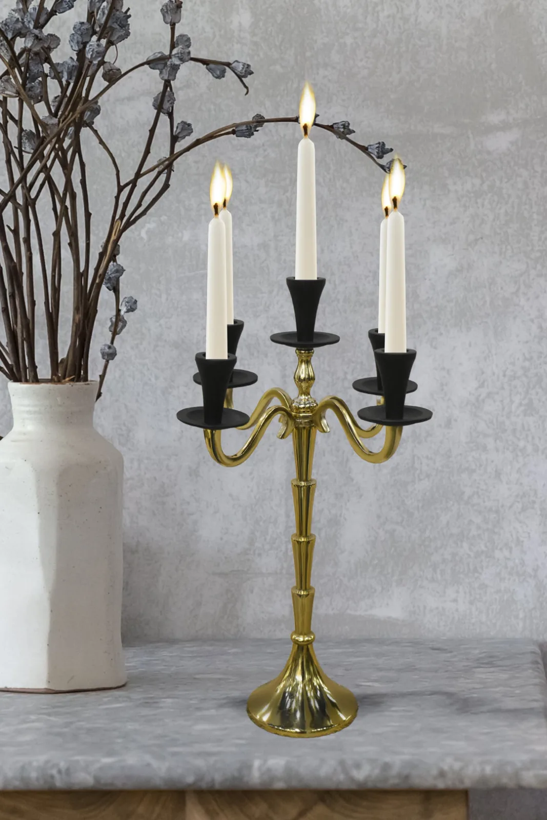 Golden 5-Arm Candelabra - Gold — 3