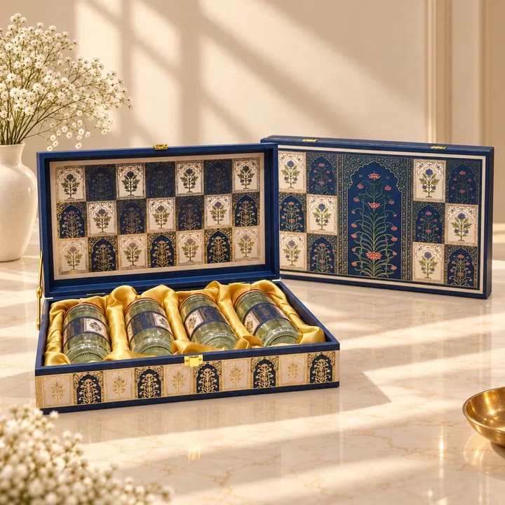 Royal Blue Mosaic 4-Jar Luxury Festive Hamper Box — 2