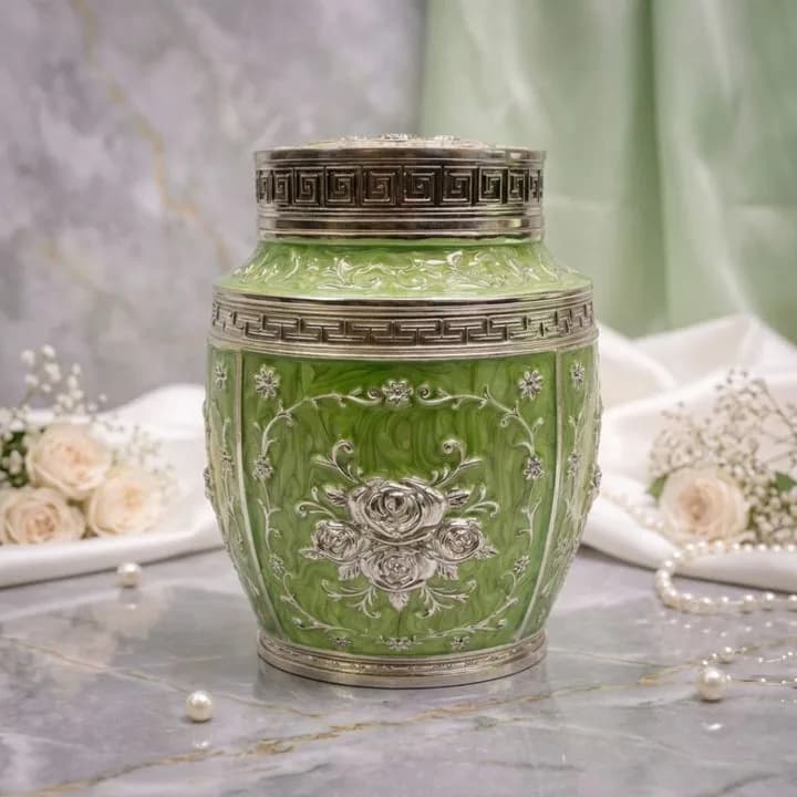 Luxury  Floral Silver Finish Storage Jar with Lid (7 x 5 Inch) — 2