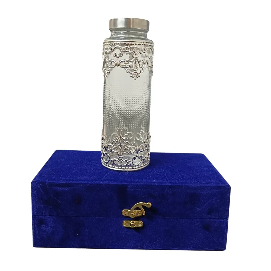 BG| Royal German Silver Designer Glass Water Bottle – Luxury Gift Box — 2