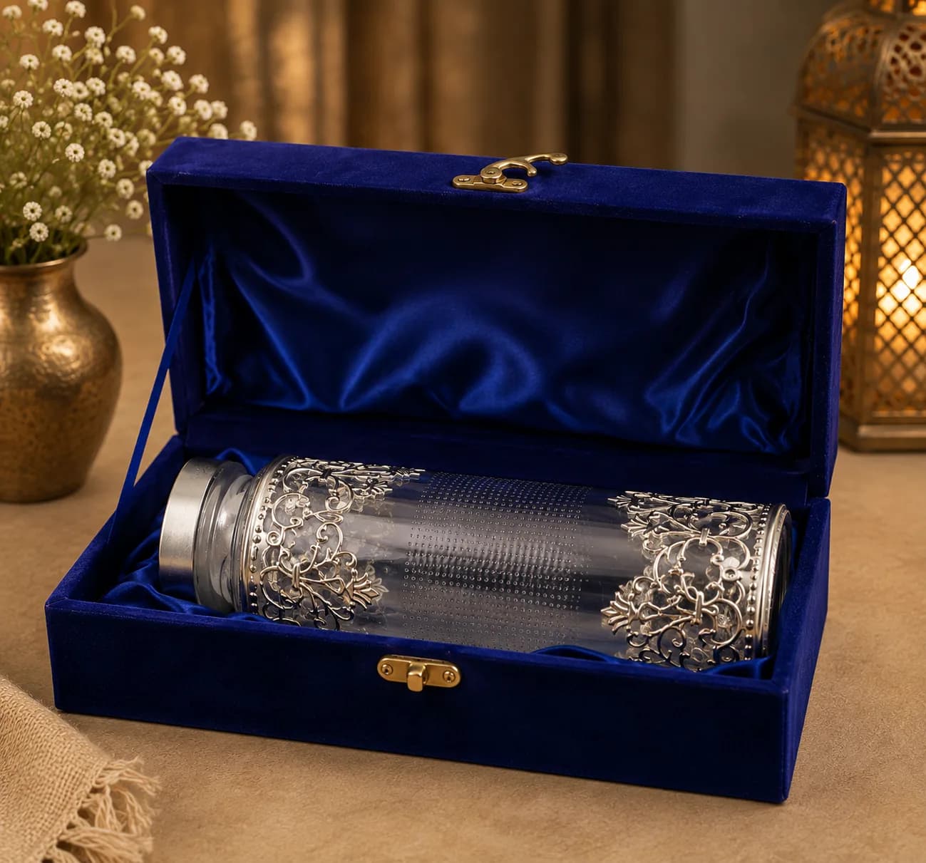 BG| Royal German Silver Designer Glass Water Bottle – Luxury Gift Box — 4