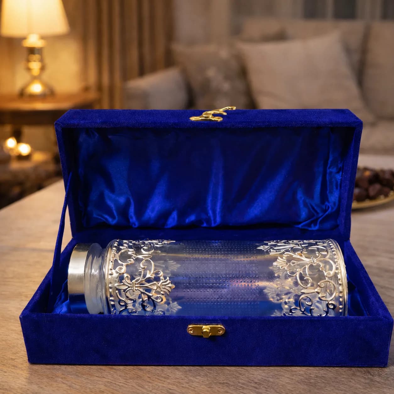BG| Royal German Silver Designer Glass Water Bottle – Luxury Gift Box — 5